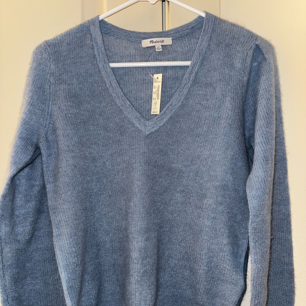 Madewell Soft Blue V-Neck Sweater
